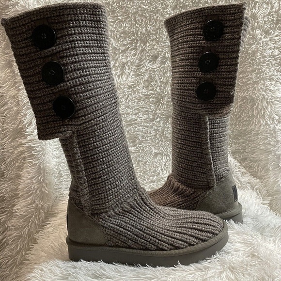 Ugg Australia Classic Cardy Knit Button-Up Wool Blend Tall Sock Boots Size 9 - Picture 1 of 16